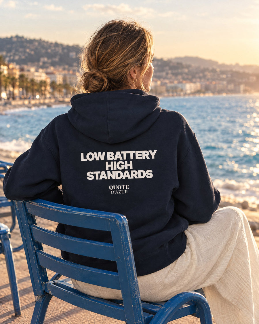 Low Battery, High Standards – Hoodie