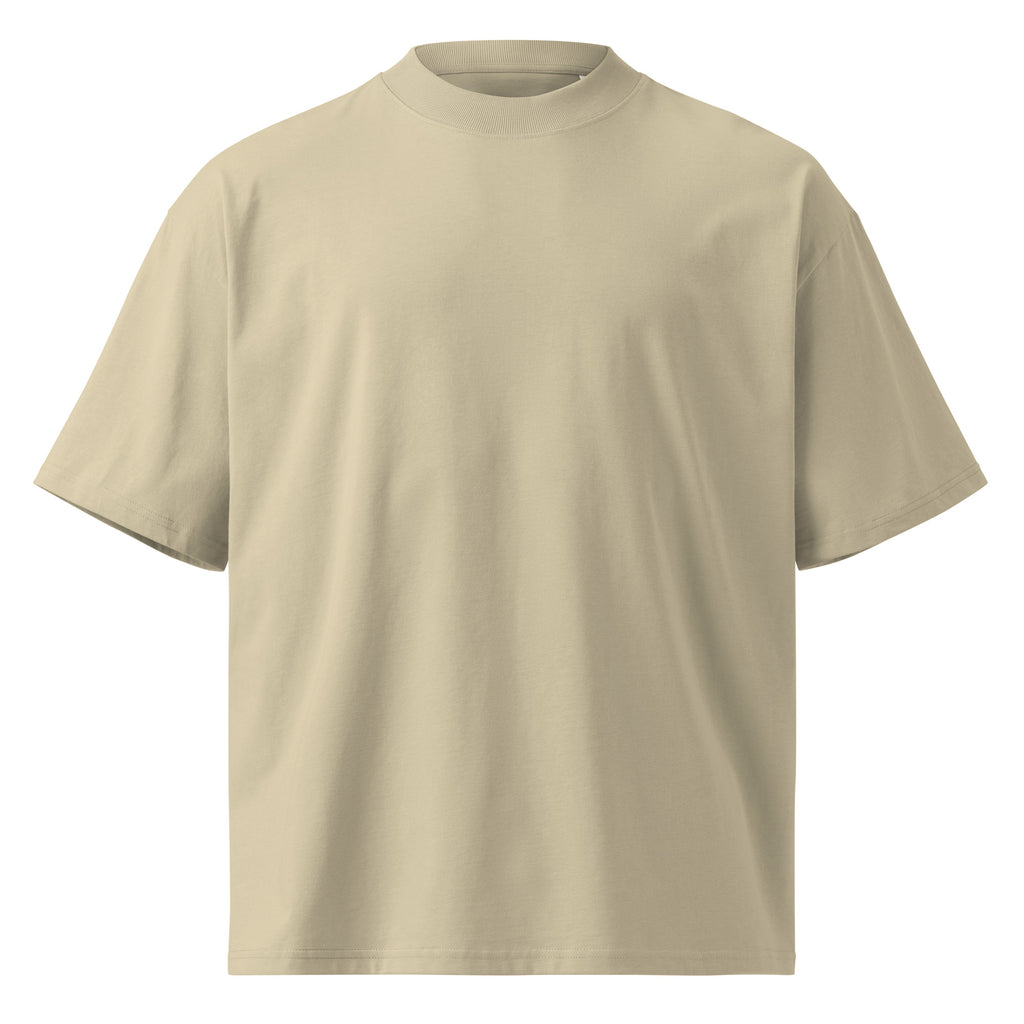Less Drama, More Riviera – Oversized T-Shirt in Stone, front view.