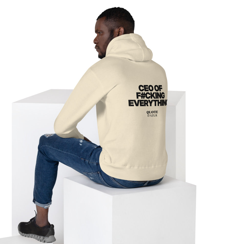 CEO of F#cking Everything hoodie in Bone – back print (men lifestyle)